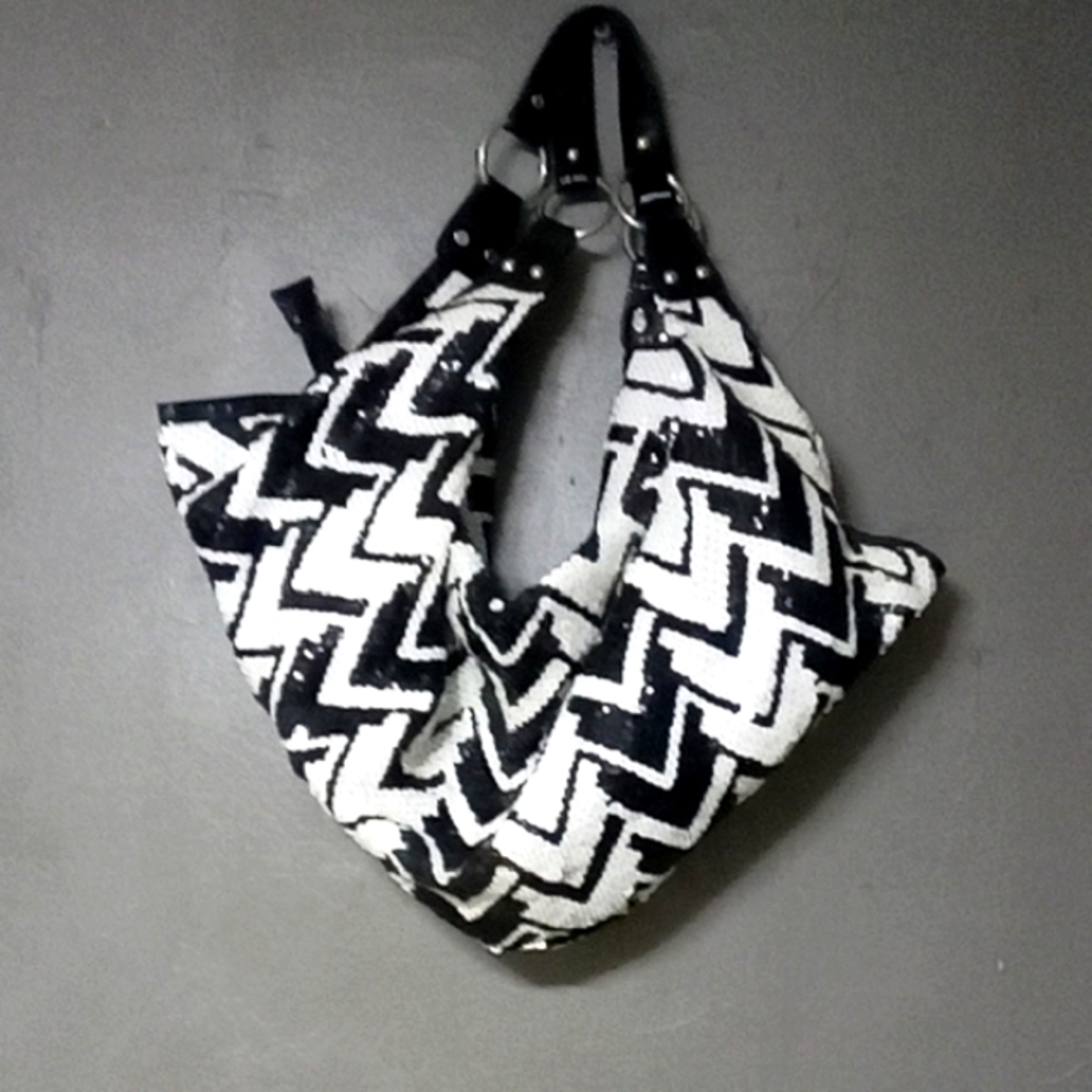 Black and White Chevron Hobo Bag